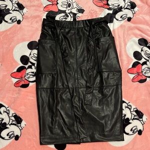 Leather Tie Front Skirt